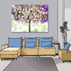 24mama掛畫 單聯式 明亮 斑點 開花 藝術 美麗植物花卉 豐富繽紛 無框畫 40x30cm-大白花樹