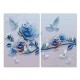 24mama掛畫 二聯式 美麗花卉 動物 蝴蝶 昆蟲 藍色 抽象 無框畫 40x60cm-藍玫瑰與鳥