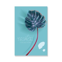 24mama掛畫 單聯式 植物 時尚 設計 熱帶雨林 葉子 夏天 浪漫 無框畫 40x60cm-藍紅龜背竹