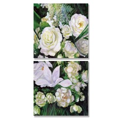 24mama掛畫 二聯式 花卉 草 無框畫 30x30cm-一束白玫瑰