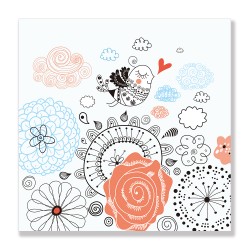 24mama掛畫 單聯式 動物 鳥 玫瑰 美麗 花卉 裝飾 情人節 藝術 插圖 無框畫 30x30cm-幸福微笑