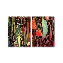 24mama掛畫 二聯式 愛心 藝術 插圖 復古 植物 樹木 動物 鳥 無框畫 30x40cm-美麗秋葉