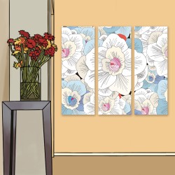 24mama 三聯式 美麗 花瓣 豐富 裝飾 無框畫 30x80cm-精緻花