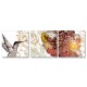 24mama掛畫 三聯式 藝術 夏天 插圖 昆蟲 蝴蝶 動物 蜂鳥 裝飾 豐富 無框畫 30x30cm-美麗花卉