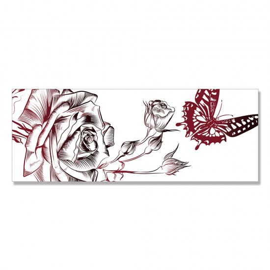 24mama掛畫 單聯式 藝術 裝飾 插圖 昆蟲 華麗 無框畫 80x30cm-花卉與蝴蝶