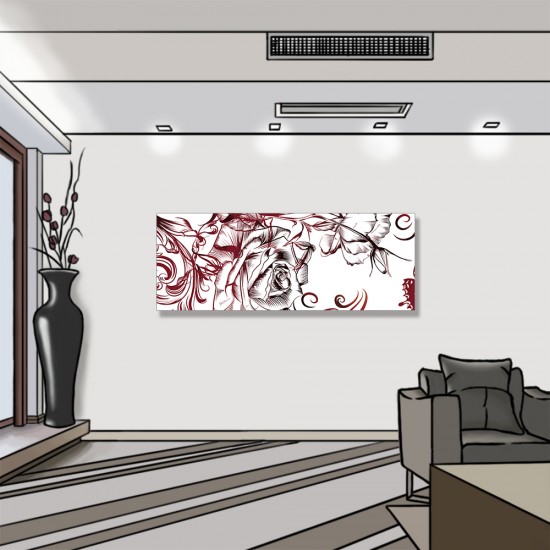 【123點點貼】壁貼 牆貼 居家裝飾 單聯式 80x30cm-花卉與蝴蝶