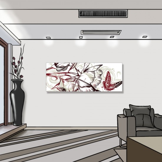 【123點點貼】壁貼 牆貼 居家裝飾 單聯式 80x30cm-花卉與蝴蝶