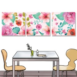 【123點點貼】壁貼 牆貼 居家裝飾 三聯式 30x30cm-粉色戀愛花