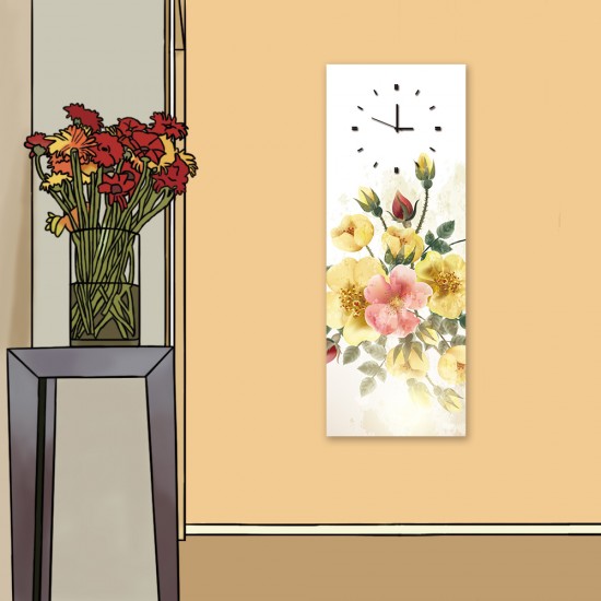 24mama掛畫 單聯式 美麗 花卉 裝飾 優雅 復古 藝術 無框畫 時鐘掛畫 30x80cm-時尚玫瑰
