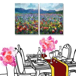 24mama掛畫 二聯式 春天 夏天 抽象 藝術 植物花卉 無框畫 30x40cm-鬱金香花園