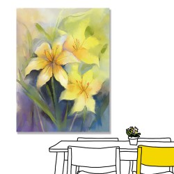 24mama掛畫 單聯式 繪畫藝術 植物 春天 插圖 柔和 無框畫 30x40cm-百合花卉