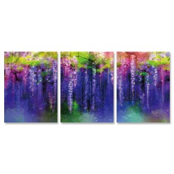 24mama掛畫 三聯式 抽象 春天 植物花卉 夏天 藝術 無框畫 30x40cm-紫藤樹盛開