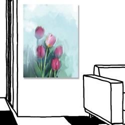 24mama掛畫 單聯式 植物花卉 靜物 浪漫美麗 藝術 插圖 春天 無框畫 時鐘掛畫 30x40cm-紅色鬱金香