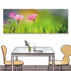 24mama掛畫 單聯式 美麗花卉 藝術繪畫 柔和 粉色 無框畫 時鐘掛畫 80x30cm-宇宙花草