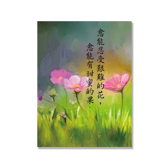 24mama掛畫 單聯式 美麗花卉 藝術繪畫 柔和 粉色 靜思語 無框畫 30x40cm-宇宙花草