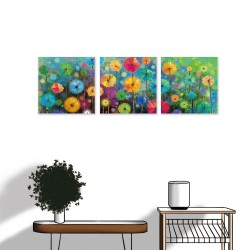  【123點點貼】壁貼 牆貼 家居裝飾 三聯式 30x30cm-繽紛花卉