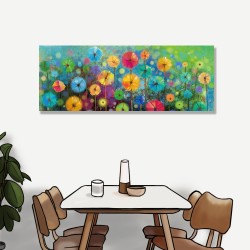 24mama掛畫 單聯式 藝術繪畫 豐富多彩 抽象 柔和 春天 無框畫 80x30cm-繽紛花卉
