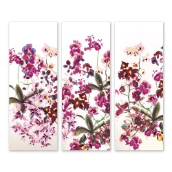 24mama 三聯式 美麗花卉 繪畫 時尚 柔和 優雅 無框畫 30x80cm-藝術蘭花