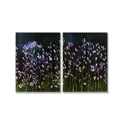 24mama掛畫 二聯式 紫色 夜空 花 無框畫 30x40cm-百合花
