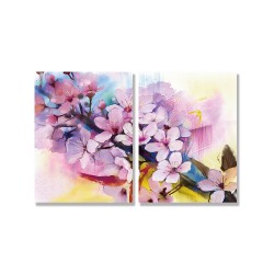 24mama掛畫 二聯式 柔和 粉色 植物花卉 春天 美麗 無框畫 30x40cm-日本櫻花02