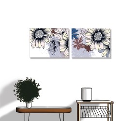 24mama掛畫 二聯式 美麗 藝術 繪畫 簡約 裝飾 插圖 無框畫 40x30cm-優雅花卉