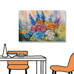 24mama掛畫 單聯式 抽象 五顏六色 藝術 豐富多彩 美麗花卉 無框畫 60x40cm-春天花束