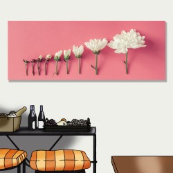 24mama掛畫 單聯式 創意 粉紅 白色花卉 開花 極簡 魅力 美麗 柔和 夏天 春天 靜思語 無框畫 80x30cm-盛開排列