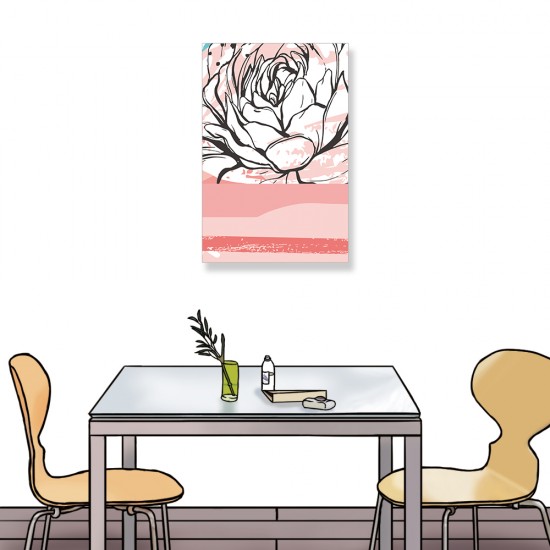 24mama掛畫 單聯式 花卉 插圖 現代 裝飾 顏色 無框畫 40x60cm-藝術牡丹
