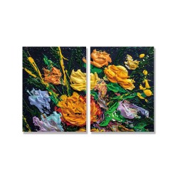 24mama掛畫 二聯式 美麗 印象派 繪畫藝術 植物花卉 夏天 無框畫 30x40cm-一束鮮花