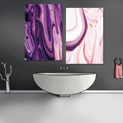 24mama掛畫 二聯式 現代 藝術 時尚 豐富多彩 設計 無框畫 40x60cm-紫色大理石
