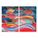 24mama掛畫 二聯式 抽象 豐富多彩 幾何 藝術 創作 顏色 無框畫 40x60cm-多彩波浪線條