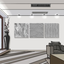  【123點點貼】壁貼 牆貼 家居裝飾 三聯式 30x30cm-抽象黑白