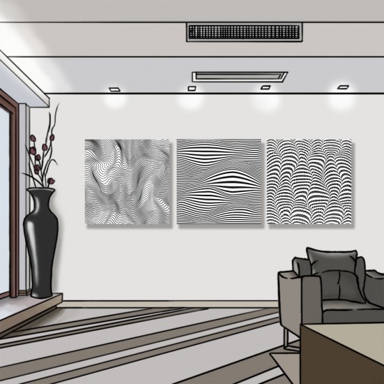 【123點點貼】壁貼 牆貼 居家裝飾 三聯式 30x30cm-抽象黑白