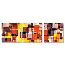 24mama掛畫 三聯式 設計 現代 抽象 裝飾 藝術 想法 圖型 橙黃色 黑色 無框畫 30x30cm-方型概念