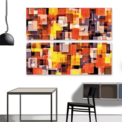 24mama掛畫 二聯式 設計 現代 抽象 裝飾 藝術 想法 圖型 橙黃色 黑色 無框畫 80x30cm-方型概念
