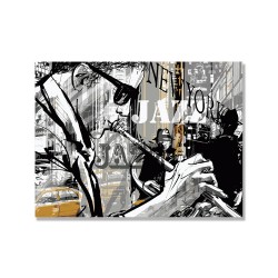 24mama掛畫 二聯式 紐約街頭 爵士音樂 小號手 無框畫 40x30cm-爵士樂隊