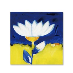 24mama掛畫 單聯式 白色花卉 強烈對比 油畫風 無框畫 30x30cm-選美1
