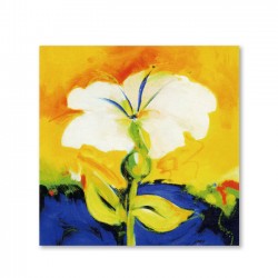 24mama掛畫 單聯式 白色花卉 強烈對比 油畫風 無框畫 30x30cm-選美2