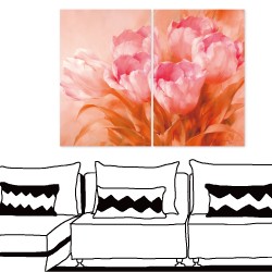  24mama 二聯式時尚無框畫  橫幅 掛畫40x60cm-粉紅花卉