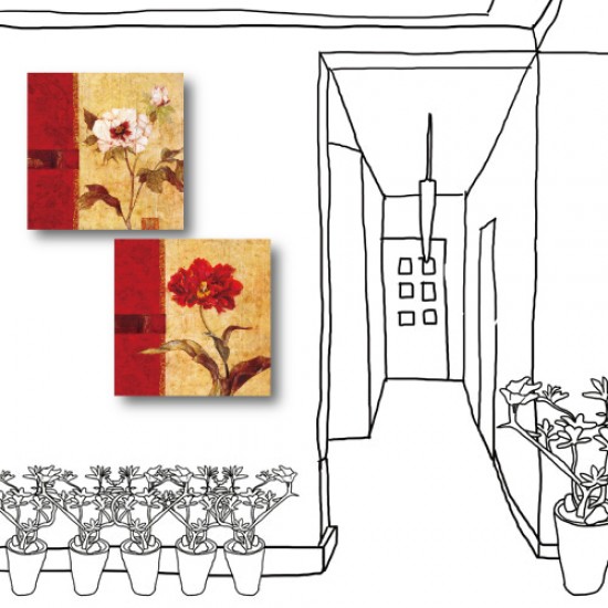 【123點點貼】壁貼 牆貼 無痕壁貼 二聯式 方形 30x30cm-古典花