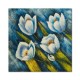 24mama掛畫  單聯式 藝術抽象 花卉 油畫風無框畫 藍色 花朵 30X30cm 琉璃