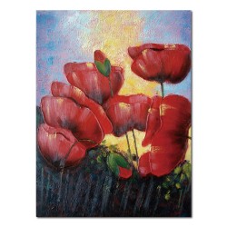 24mama掛畫 單聯式 油畫 掛畫 無框畫 花卉 紅花 紅色 花朵  藝術裝飾 30X40cm 秀麗