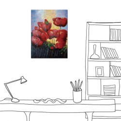 24mama掛畫 單聯式 油畫 掛畫 無框畫 花卉 紅花 紅色 花朵  藝術裝飾 30X40cm 秀麗