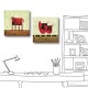 二聯式 方形 無框畫 動物 狗 雞 小孩房 幼稚園裝潢 補習班 -農園-30x30cm