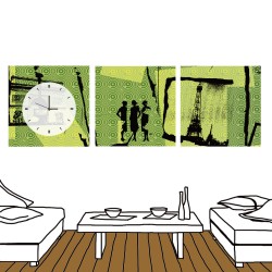  24mama 三聯式無框畫 時鐘無框畫 餐廳居家 30X30cm-現代風格