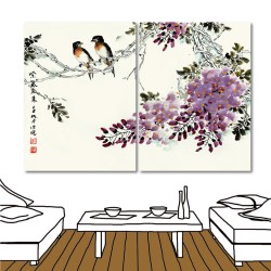 無框畫 家居掛畫 中國風 二聯式 30x40cm-紫花薰香