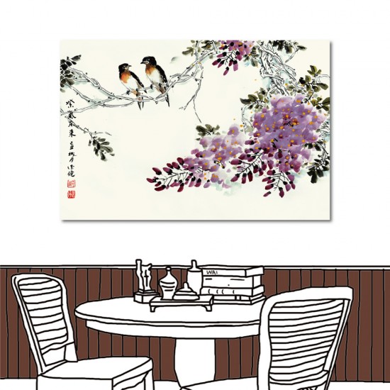 無框畫 家居掛畫 中國風 單聯式 -紫色薰香-60x40cm