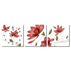 三聯式 方型 水彩 花卉 意象 浪漫 設計 藝術 輕改造 家居布置-花的曼妙30x30cm
