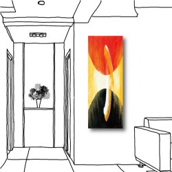 單聯式 直幅 抽象 餐廳佈置 流行家飾 室內裝潢 橙品油畫布-互助-30x80cm
