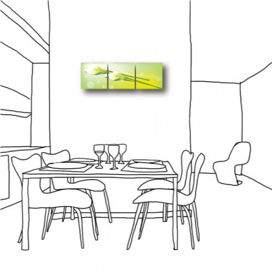 三聯式 方型 無框畫 掛鐘 民宿 餐廳 飯店 客廳 花卉-黃金海芋30x30cm